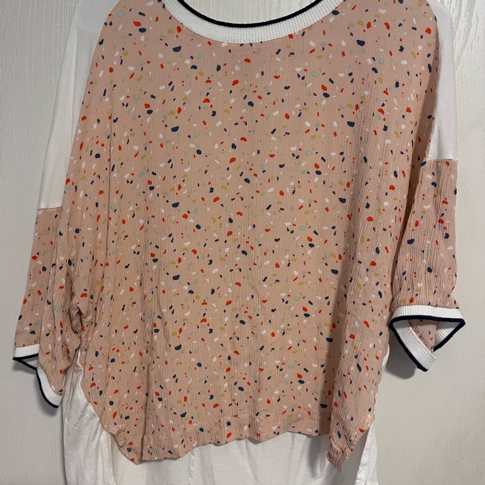Esprit Peach Speckled Short Sleeve Tunic with Contrast Trim